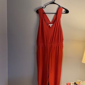 Athleta V-Neck Sleeveless Jumpsuit in Red